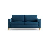 Habitat Flint Velvet 3 Seater Sofa - Ink Blue - Ash Leg