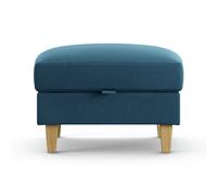 Habitat Flint Velvet Storage Footstool - Ink Blue