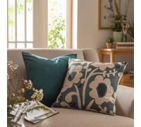 Habitat Floral Botanical Printed Cushion - Blue - 43x43cm