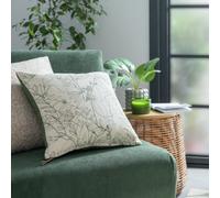 Habitat Floral Print Cushion - White & Green - 43x43cm