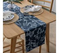 Habitat Floral Reversible Cotton Table Runner - Navy