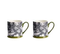 Habitat Floral Set of 2 Tankard Mugs - Grey & Cream