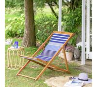 Habitat Folding Wooden Garden Deck Chair - Blue