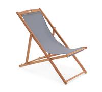 Habitat Folding Wooden Garden Deck Chair - Charcoal