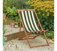 Habitat Folding Wooden Garden Deck Chair - Green & White