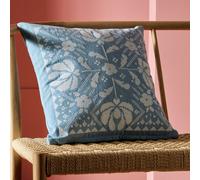Habitat Folk Floral Stitch Denim Cushion Blue - 43x43cm