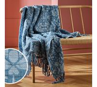 Habitat Folk Floral Throw - Blue - 150x125cm