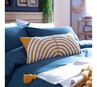 Habitat Geo Tufted Cushion - Yellow & White - 60x30cm
