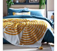 Habitat Geo Tufted Throw - White & Yellow - 125x150cm