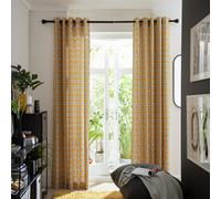 Habitat Geometric Eyelet Curtains - Yellow - 117x137cm