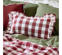 Habitat Gingham Check Frill Cushion - Berry - 50x30cm