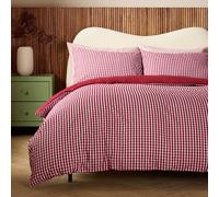 Habitat Gingham Seersucker Burgundy Bedding Set - Single