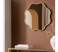 Habitat Gold Coloured Wavy Round Wall Mirror - 60x60cm
