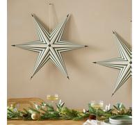 Habitat Green Stripe Paper Star Christmas Hanging Decoration
