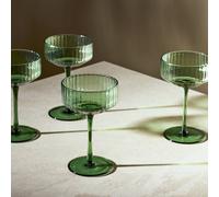Habitat Green Wide Ribbed Set of 4 Champagne Coupe Glasses