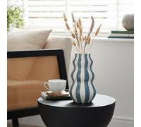 Habitat Hand Painted Stripe Vase - Blue