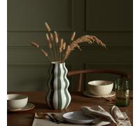 Habitat Hand Painted Stripe Vase - Green