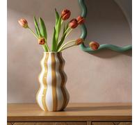 Habitat Hand Painted Stripe Vase - Mustard