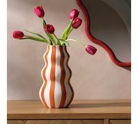 Habitat Hand Painted Stripe Vase - Rust