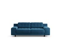 Habitat Hendricks Velvet 3 Seater Sofa - Ink Blue- Black Leg