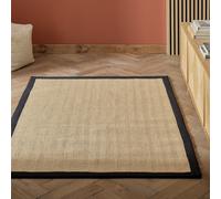 Habitat Herringbone Black Border Jute Rug - 160x230cm