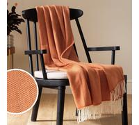 Habitat Herringbone Throw - Burnt Orange - 125x150cm