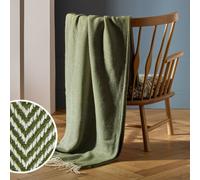 Habitat Herringbone Throw - Moss Green - 125x150cm