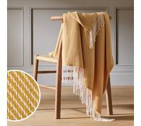 Habitat Herringbone Throw - Mustard - 125x150cm