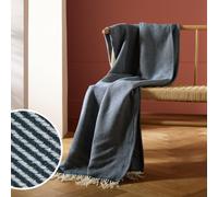 Habitat Herringbone Throw - Navy - 150x125cm