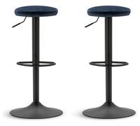 Habitat Hewitt Pair of Velvet Bar Stools - Blue