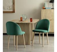 Habitat Imogen Pair of Velvet Dining Chairs - Green