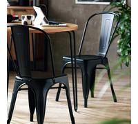 Habitat Industrial Pair of Metal Dining Chairs-Matt Black