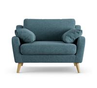 Habitat Ivor Fabric Cuddle Chair - Blue - Ash Leg