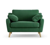 Habitat Ivor Fabric Cuddle Chair - Green - Ash Leg
