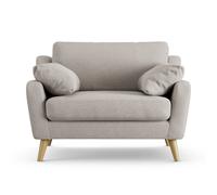 Habitat Ivor Fabric Cuddle Chair - Stone - Ash Leg