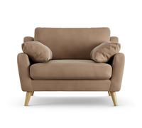 Habitat Ivor Velvet Cuddle Chair - Latte - Ash Leg