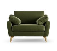 Habitat Ivor Velvet Cuddle Chair - Moss Green - Ash Leg