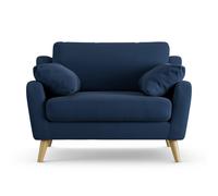 Habitat Ivor Velvet Cuddle Chair - Navy - Ash Leg
