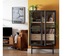 Habitat Jadon 2 Door Glass Display Cabinet - Dark Grey