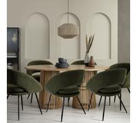 Habitat Jericho Light Wood Dining Table & 6 Green Chairs