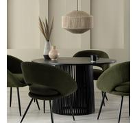 Habitat Jericho Round Black Dining Table & 4 Green Chairs