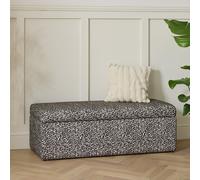Habitat Josh Larger Fabric Storage Ottoman - Black & White