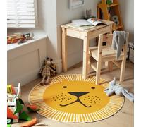 Habitat Kids Lion Face Round Yellow Short Pile Rug - 100cm