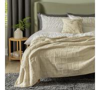Habitat Knitted Check Throw - Oatmeal - 125x150cm