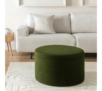Habitat Large Dex Velvet Storage Footstool - Green