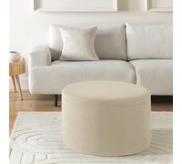 Habitat Large Dex Velvet Storage Footstool - Natural