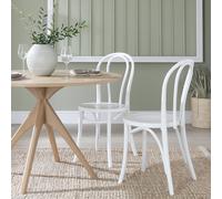 Habitat Larsa Pair of Solid Wood Dining Chairs - White