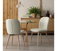 Habitat Laurel Pair of Fabric Dining Chairs - Cream