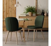 Habitat Laurel Pair of Fabric Dining Chairs - Dark Green