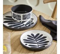 Habitat Leaf 12 Piece Stoneware Dinner Set - Black & White